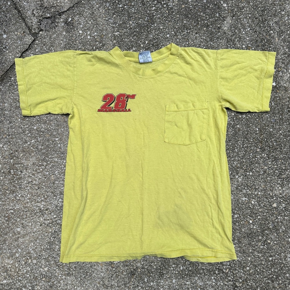 Vintage Jensen Activewear Marshall 28M Racing T-Shirt Yellow Mens Small USA Made